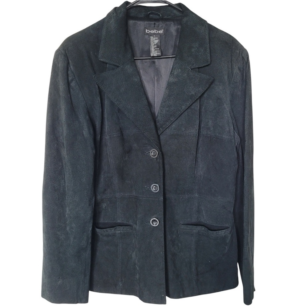 Bebe Black Women's Jacket 100% genuine leather suede size L